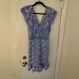 Aijek- MARIANNA EMBROIDERED RUFFLED DRESS